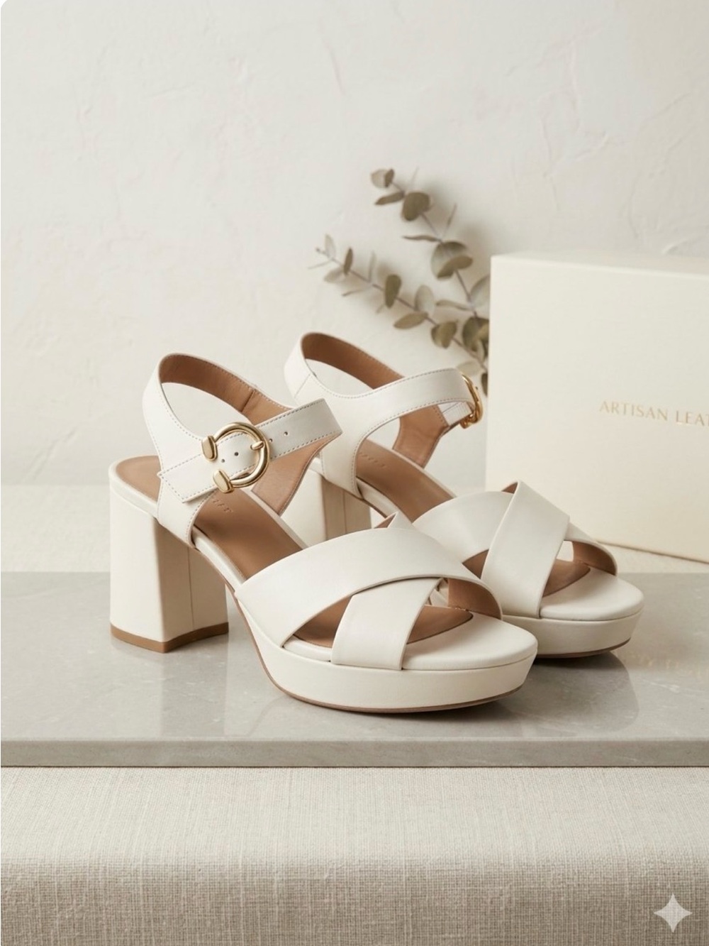 Aerosols Cream Charlye Open Toe Platform Block Heel Sandals - Size 9.5